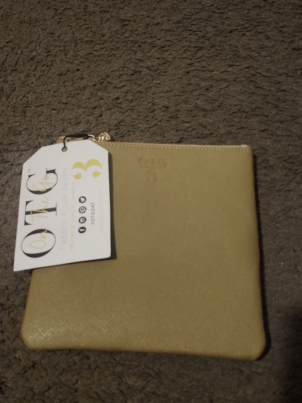 Olive Green Zip Cosmetic Pouch with Logo Detail